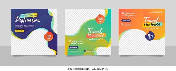 Travel and tour social media banner post template.