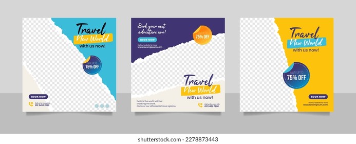 Travel and tour social media banner post template.