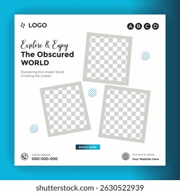 Travel and tour social media banner post template.