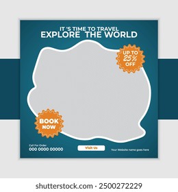Travel and tour social media post Instagram post or web banner template.