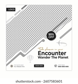 Travel and tour social media posts and web banner square design template