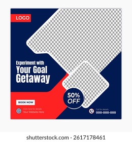 Travel and tour social media posts and web banner square design template