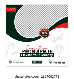 Travel and tour social media posts and web banner square design template