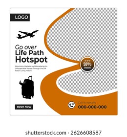 Travel and tour social media posts and web banner square design template