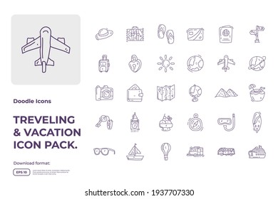 travel tour and vacation concept vector illustration. holiday and tourism doodle linear icon sign symbol