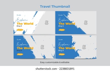 Travel and tour video thumbnail design hotel tourism marketing service video cover banner bundle