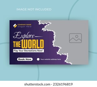 Travel tour youtube video thumbnail design and web banner template for tourism