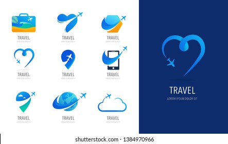 Travel, tourism agency logo design, icons and symbols