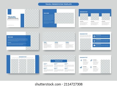 Travel and tourism agency presentation slide template design, travel brochure