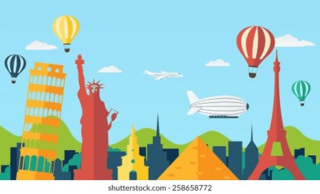 Travel and Tourism Background in Flat Style