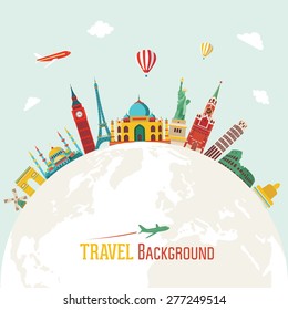 Travel and tourism background. Vector illustration