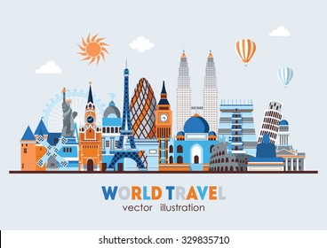 Travel and tourism background. Vector illustration