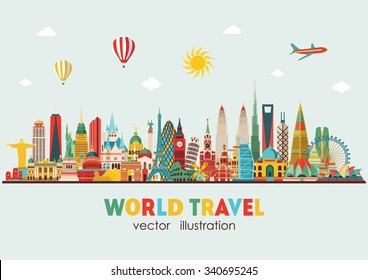 Travel and tourism background. Vector illustration