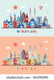 Travel and tourism background. Vector illustration