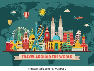 Travel and tourism background. Vector illustration