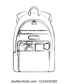 travel tourism backpack and photographic camera