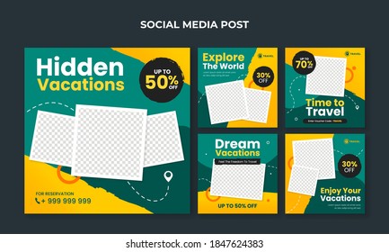 Travel and tourism banner for social media post template
