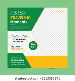 Travel and Tourism Business Marketing Banner. Holidays Tours and Travels Advertising Social Media Posts. Explore the World ads Template Square poster flyer bundle design