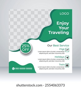 Travel and Tourism Business Marketing Banner, Creative Social Media Posts. Explore the World ads Template Square flyer