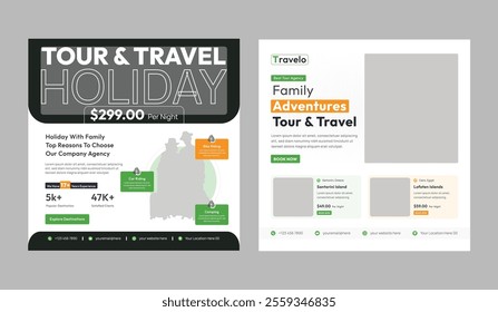 Travel and Tourism Business Marketing Banner. Holidays Tours and Travels Advertising Social Media Posts. Explore the World ads Template Square poster flyer bundle design