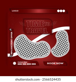 Travel and Tourism Business Marketing Banner. Holidays Tours and Travels Advertising Social Media Posts. Explore the World ads Template Square poster