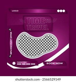  Travel and Tourism Business Marketing Banner. Holidays Tours and Travels Advertising Social Media Posts. Explore the World ads Template Square poster