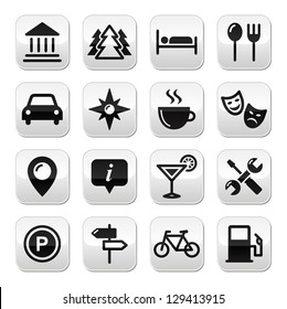 Travel tourism buttons set - vector