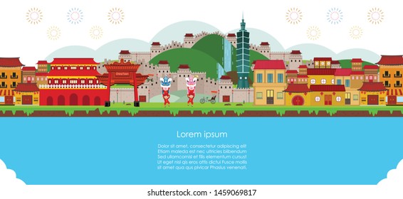 Travel and tourism. China famous and landmarks. Vector illustration