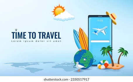 Travel and tourism concept. Advertising template. Vector illustration