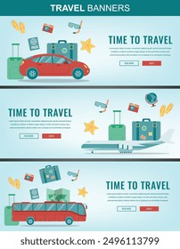 Travel and Tourism concept. Summer holidays Headers, Banners, Website templates. Vector illustration