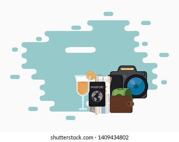 Travel and tourism elements over splash background vector illustration graphic design