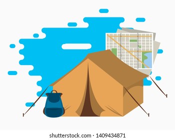 Travel and tourism elements over splash background vector illustration graphic design
