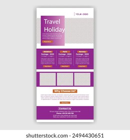 travel and tourism email newsletter template for travel blog layout email template, vertical poster or travel roll up banner, 
tourism website header layout design