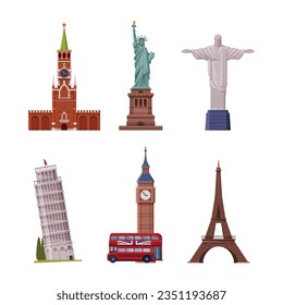 Travel and Tourism with Famous City Landmark Vector Set