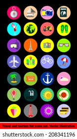 Travel and tourism flat icons set