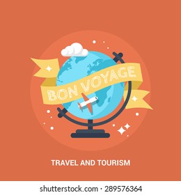 Travel and tourism flat modern icon and logo design