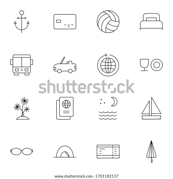 Travel, tourism, holiday icon set. Simple\
journey, trip thin line icon sign concept.\
