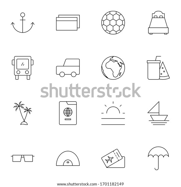 Travel, tourism, holiday icon set. Simple\
journey, trip thin line icon sign concept.\
