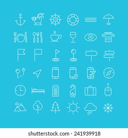 Travel, tourism, hotel and weather icons, set 2