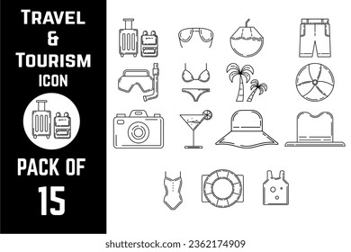 Travel and Tourism icon pack bundle vector template