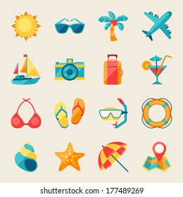 Travel and tourism icon set.