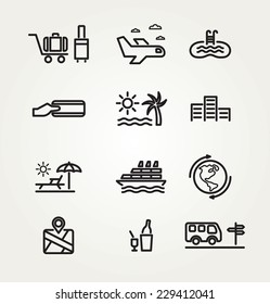 Travel and tourism icon set.