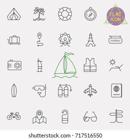 Travel and tourism icon set in trendy linear style