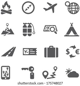 Travel and tourism icon set vector. All elements are on separate layers. Possible to easily change the colors and size without losing image quality.