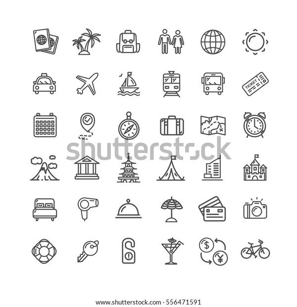 Travel and Tourism\
Icon Thin Line Set Pixel Perfect Art. Material Design for Web and\
App. Vector\
illustration