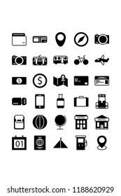 Travel and Tourism Icon Vector In Glyph Version For Any Purposes. Perfect For Website Mobile App Presentation and Any Other Projects. Editable Stroke. 32x32 Pixel Perfect