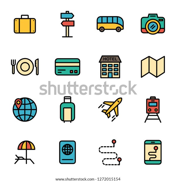 Travel and tourism\
icons pack. Isolated travel and tourism symbols collection. Graphic\
icons element