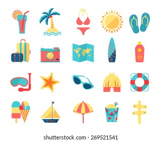 Travel and tourism icons set, vector illustration