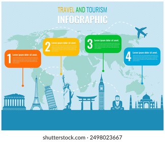 Travel and Tourism. Infographic set with charts and other elements. Vector