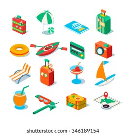 Travel, Tourism and Journey objects. Vector Illustration Set